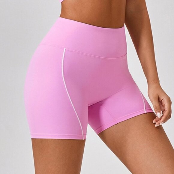 OTOS Sport Athletic Set Crop Top Bra and Shorts High Support Padded Gym Pink L - Picture 3 of 6